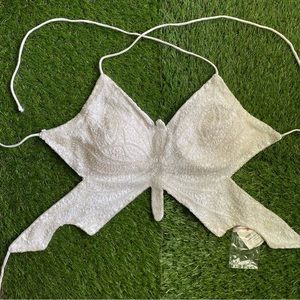 White beaded Butterfly Top